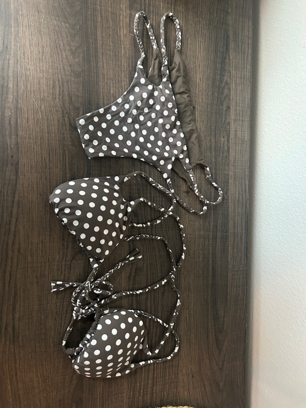 San Lorenzo Brown and White Polka Dot Bikini Set